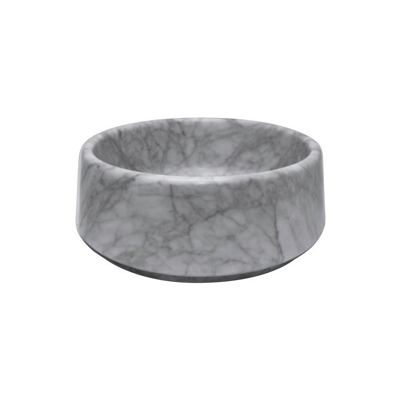 vasque à poser MARBO diamètre 38cm sans trop-plein pierre naturelle coloris blanc