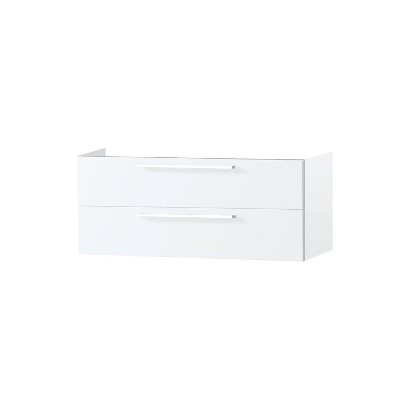 Sous meuble combo UNI 2 tiroirs 120cm coloris blanc brillant