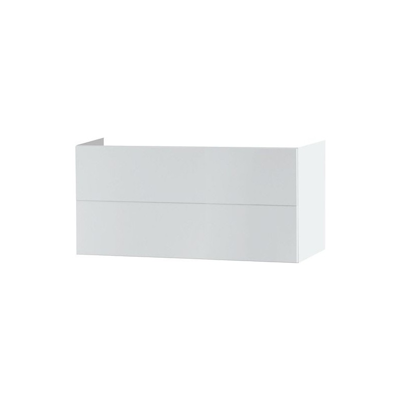 Sous meuble 2 tiroir 120cm push-open coloris satin blanc