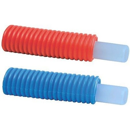 Giacomini tube VPE sanitaire + gaine giacoflex 20x2,8 coloris rouge rouleau 50m