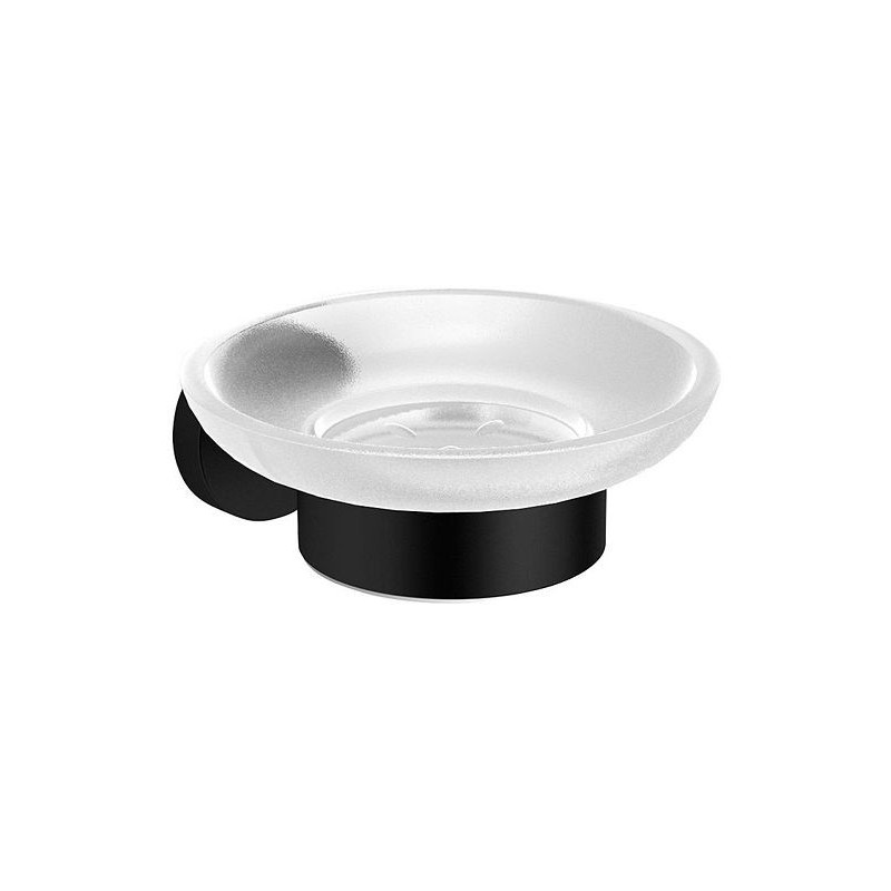 Porte-savon+support HOLD O(N) noir mat/verre satin