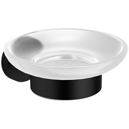 Porte-savon+support HOLD O(N) noir mat/verre satin