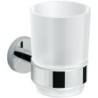 Porte-verre+gobelet HOLD O(N) coloris chrome/verre satin