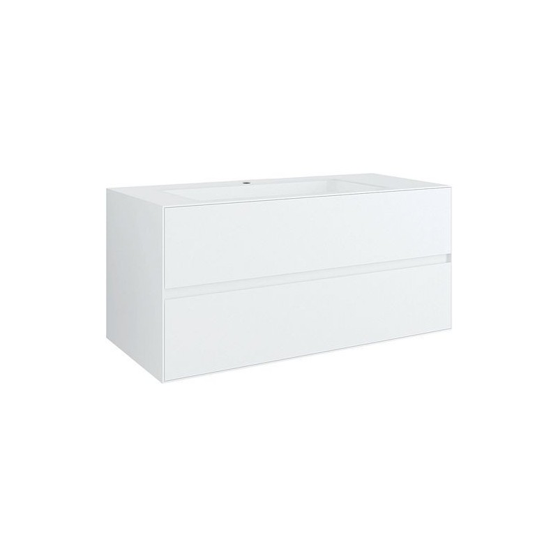 Sous meuble 2 tiroirs+ lavabo sous encastrer central TENSO 120cm +trou robinet coloris blanc