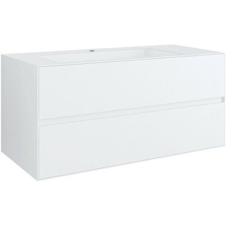 Sous meuble 2 tiroirs+ lavabo sous encastrer central TENSO 120cm +trou robinet coloris blanc