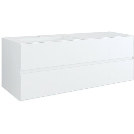 Sous meuble 2 tiroirs+ lavabo sous encastrer gauche TENSO 140cm +trou robinet coloris blanc