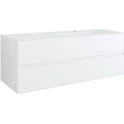 Sous meuble 2 tiroirs+ lavabo sous encastrer droite TENSO 140cm +trou robinet coloris blanc