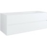 Sous meuble 2 tiroirs+ lavabo sous encastrer droite TENSO 140cm sans trou robinet coloris blanc