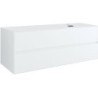 Sous meuble 2 tiroirs+ tablette pour lavabo a poser droite TENSO 140cm +trou robinet coloris blanc