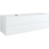 Sous meuble 4 tiroirs+ tablette pour lavabo a poser gauche TENSO 160cm +trou robinet coloris blanc