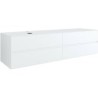 Sous meuble 4 tiroirs+ tablette pour lavabo a poser gauche TENSO 180cm +trou robinet coloris blanc