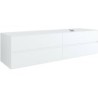 Sous meuble 4 tiroirs+ tablette pour lavabo a poser droite TENSO 180cm +trou robinet coloris blanc