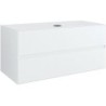 Sous meuble 2 tiroirs+ tablette pour lavabo a poser central TENSO 120cm TENSO sans trou robinet coloris blanc