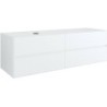 Sous meuble 4 tiroirs+ tablette pour lavabo a poser gauche TENSO 160cm sans trou robinet coloris blanc