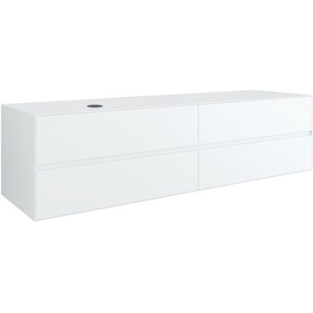 Sous meuble 4 tiroirs+ tablette pour lavabo a poser gauche TENSO 180cm sans trou robinet coloris blanc