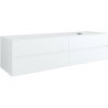 Sous meuble 4 tiroirs+ tablette pour lavabo a poser droite TENSO 180cm sans trou robinet coloris blanc