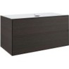 Sous meuble 2 tiroirs+ tablette pour lavabo a poser central TENSO 90cm TENSO +trou robinet coloris wengé