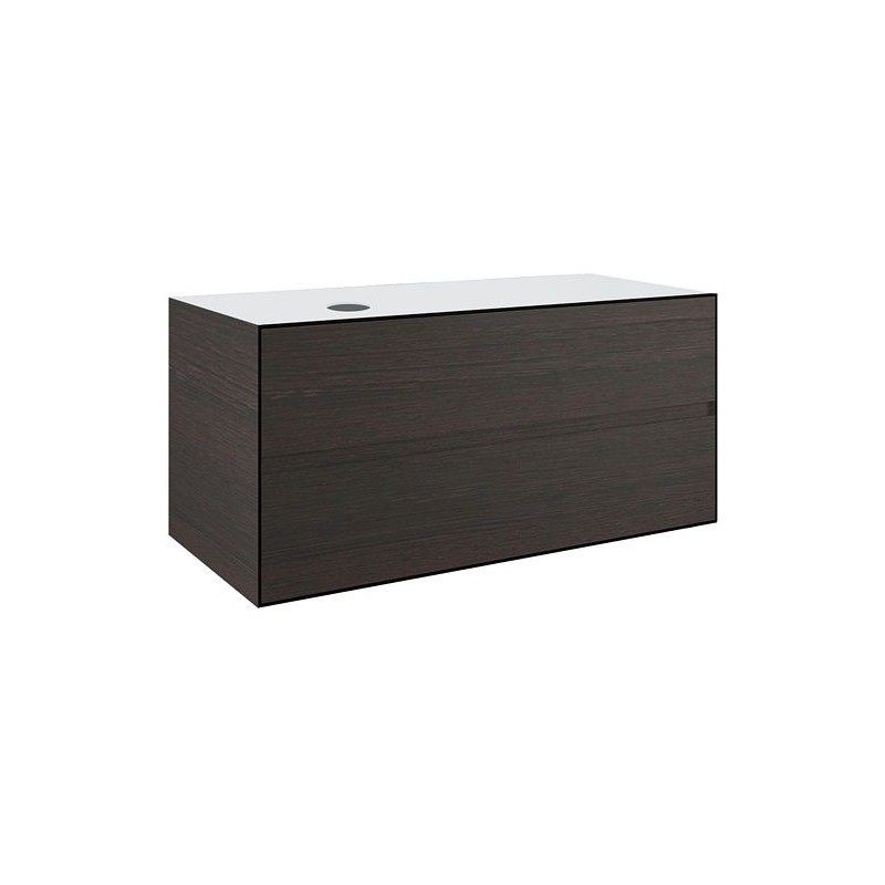 Sous meuble 2 tiroirs+ tablette pour lavabo a poser gauche TENSO 120cm TENSO sans trou robinet coloris wengé