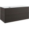 Sous meuble 2 tiroirs+ tablette pour lavabo a poser gauche TENSO 120cm TENSO sans trou robinet coloris wengé