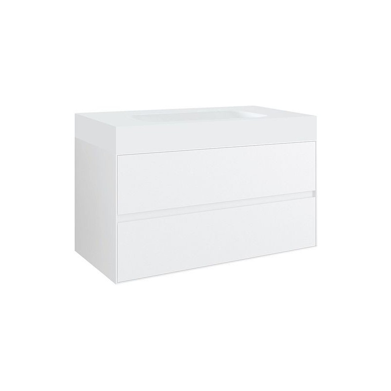 Sous meuble 2 tiroirs pour tablette PURO lavabo central TENSO 90cm coloris blanc