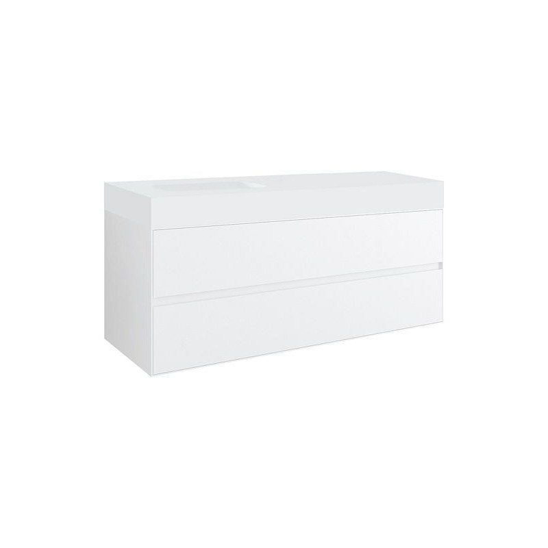 Sous meuble 2 tiroirs pour tablette PURO 1 lavabo gauche TENSO 90cm coloris blanc