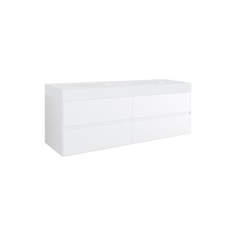 Sous meuble 4 tiroirs pour tablette puro 2 lavabo TENSO 160cm coloris blanc