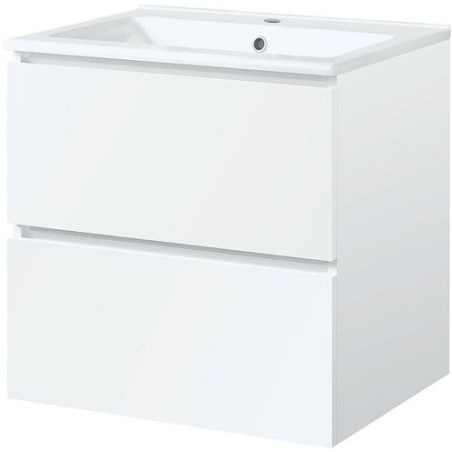 Sous meuble 2 tiroirs+lavabo ICE 60cm coloris blanc