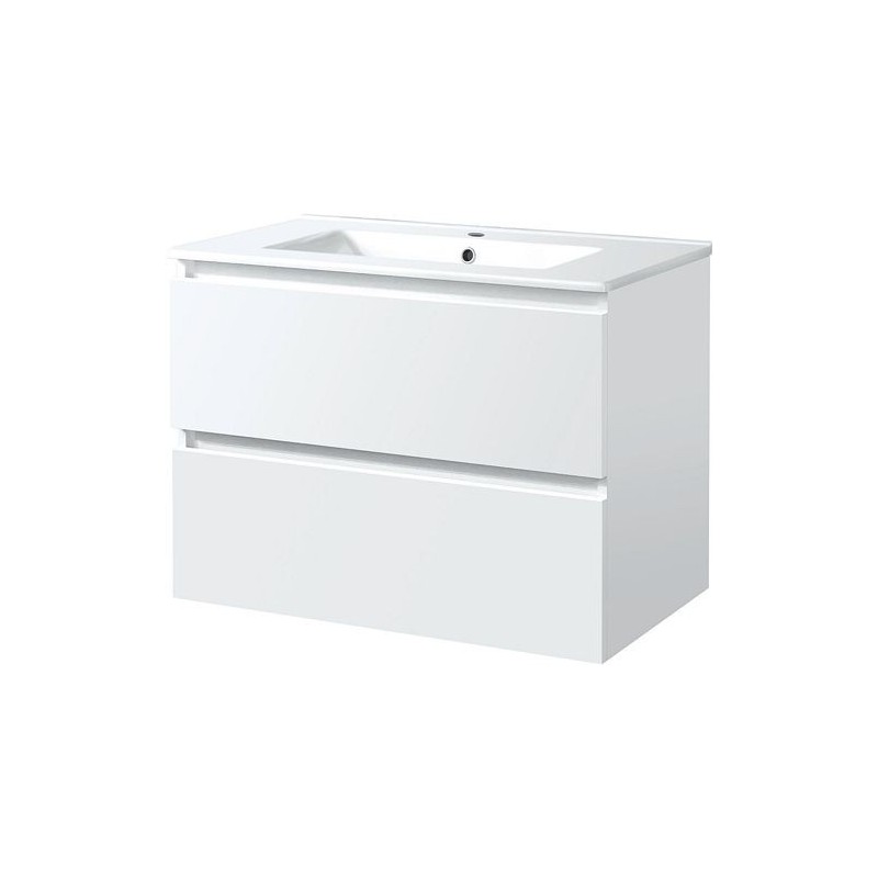 Sous meuble 2 tiroirs+lavabo ICE 80cm coloris blanc