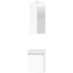 Lave-mains FORM MINI solid/ 1 porte/miroir /lumière LED coloris blanc