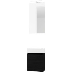 Lave-mains FORM MINI solid/ 1 porte/miroir /lumière LED coloris chêne graphite