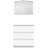 Meuble forme 80cm solo 3 tiroirs marbre de synthèse +miroir coloris blanc