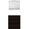 Meuble forme 80cm solo 3 tiroirs marbre de synthèse +armoire de toilette coloris chêne graphite
