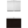 Meuble forme 80cm solo 1 tiroir porcelaine +armoire de toilette coloris chêne graphite