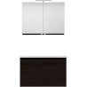 Meuble forme 80cm solo 1 tiroir marbre de synthèse +armoire de toilette coloris chêne graphite