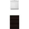 Meuble forme 60cm solo 3 tiroirs marbre de synthèse +armoire de toilette coloris chêne graphite