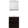 Meuble forme 60cm solo 2 tiroirs porcelaine +armoire de toilette coloris chêne graphite