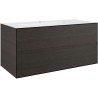 Sous meuble 2 tiroirs+ lavabo sous encastrer central TENSO 120cm +trou robinet coloris wengé