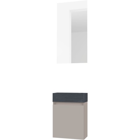 Lave-mains FORM MINI stone/ 1 porte/miroir coloris poudre gris