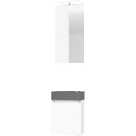 Lave-mains FORM MINI béton/ 1 porte/miroir / Lumière LED coloris blanc