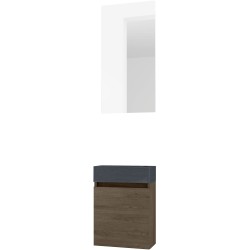 Lave-mains FORM MINI stone/ 1 porte/miroir coloris chêne gris
