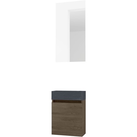 Lave-mains FORM MINI stone/ 1 porte/miroir coloris chêne gris