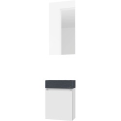 Lave-mains FORM MINI stone/ 1 porte/miroir coloris poudre blanc