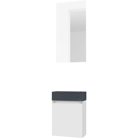 Lave-mains FORM MINI stone/ 1 porte/miroir coloris poudre blanc