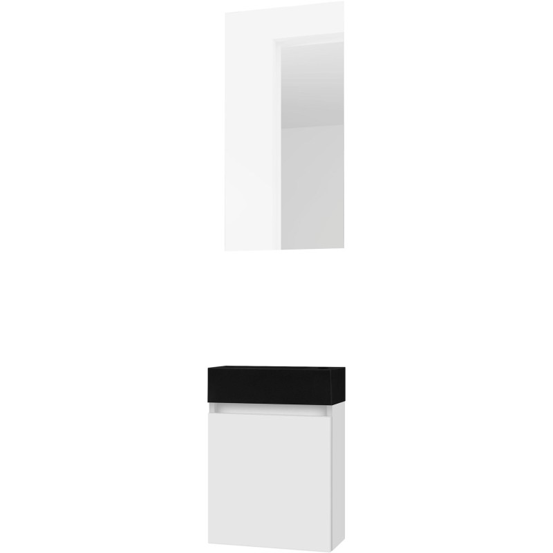 Lave-mains FORM MINI lava/ 1 porte/miroir coloris poudre blanc