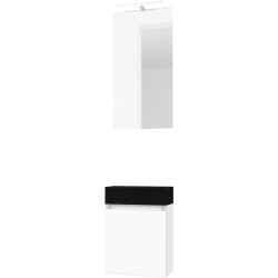 Lave-mains FORM MINI lava/ 1 porte/miroir/lumière LED coloris blanc