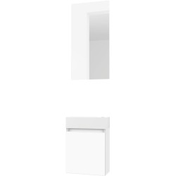 Lave-mains FORM MINI marbre de synthèse/ 1 porte/miroir coloris blanc