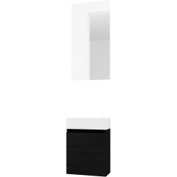 Lave-mains FORM MINI marbre de synthèse/ 1 porte/miroir coloris chêne graphite