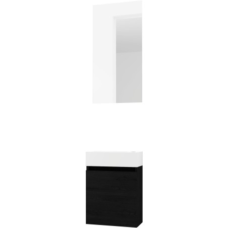 Lave-mains FORM MINI marbre de synthèse/ 1 porte/miroir coloris chêne graphite