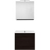Meuble forme 60cm solo 1 tiroir porcelaine +armoire de toilette coloris chêne graphite