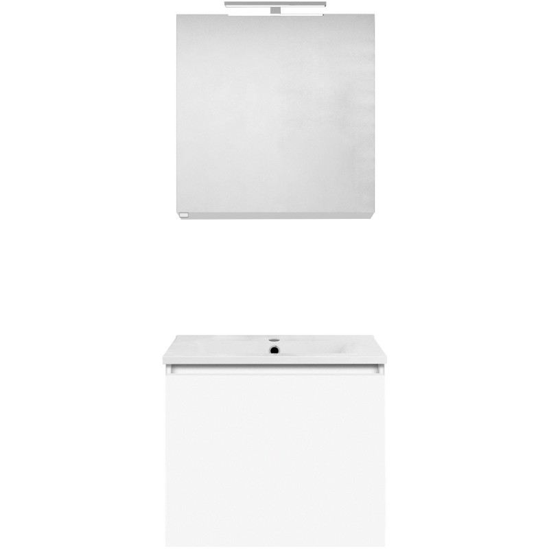 Meuble forme 60cm solo 1 tiroir porcelaine +armoire de toilette coloris blanc